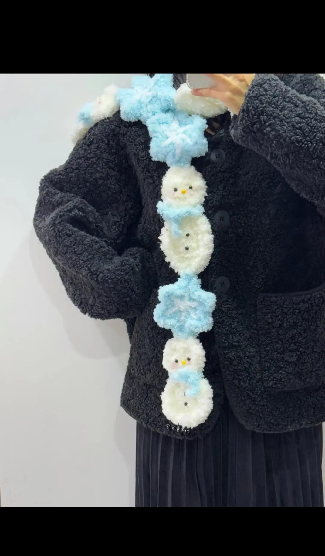 Hướng dẫn móc khăn len người tuyết và hoa tuyết