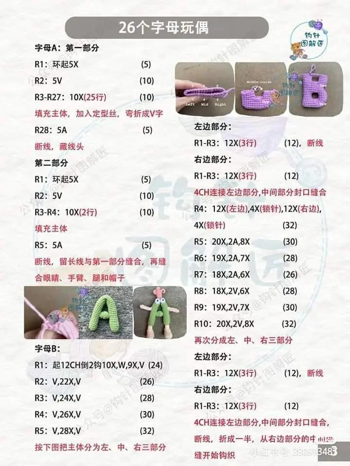 Hướng dẫn móc len 26 chữ cái alphabet amigurumi