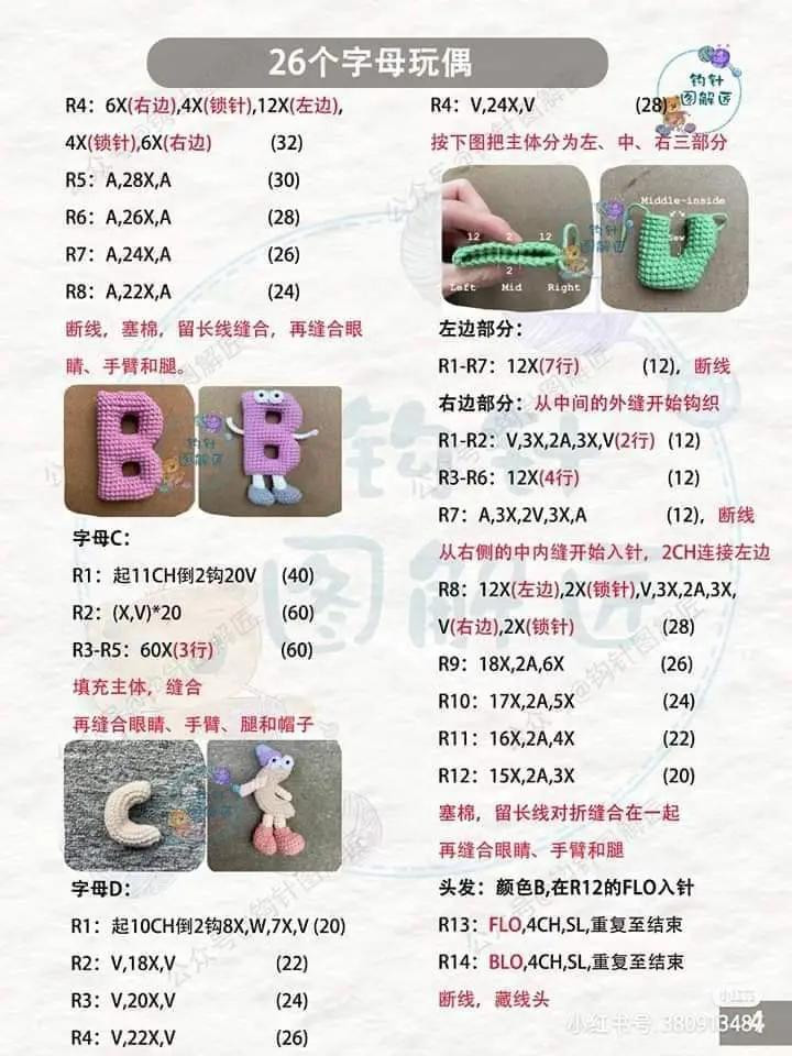 Hướng dẫn móc len 26 chữ cái alphabet amigurumi