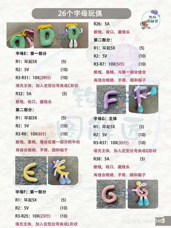Hướng dẫn móc len 26 chữ cái alphabet amigurumi