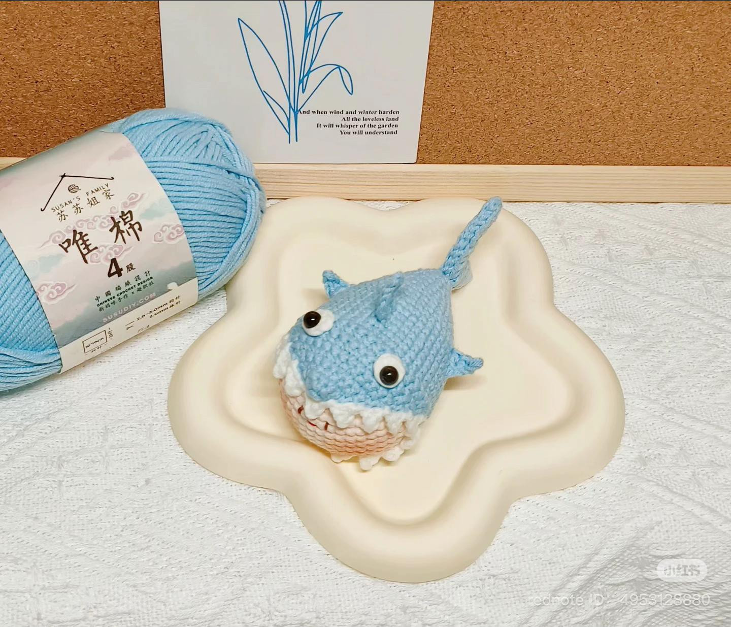 Hướng dẫn móc len Baby cá mập xanh và trắng