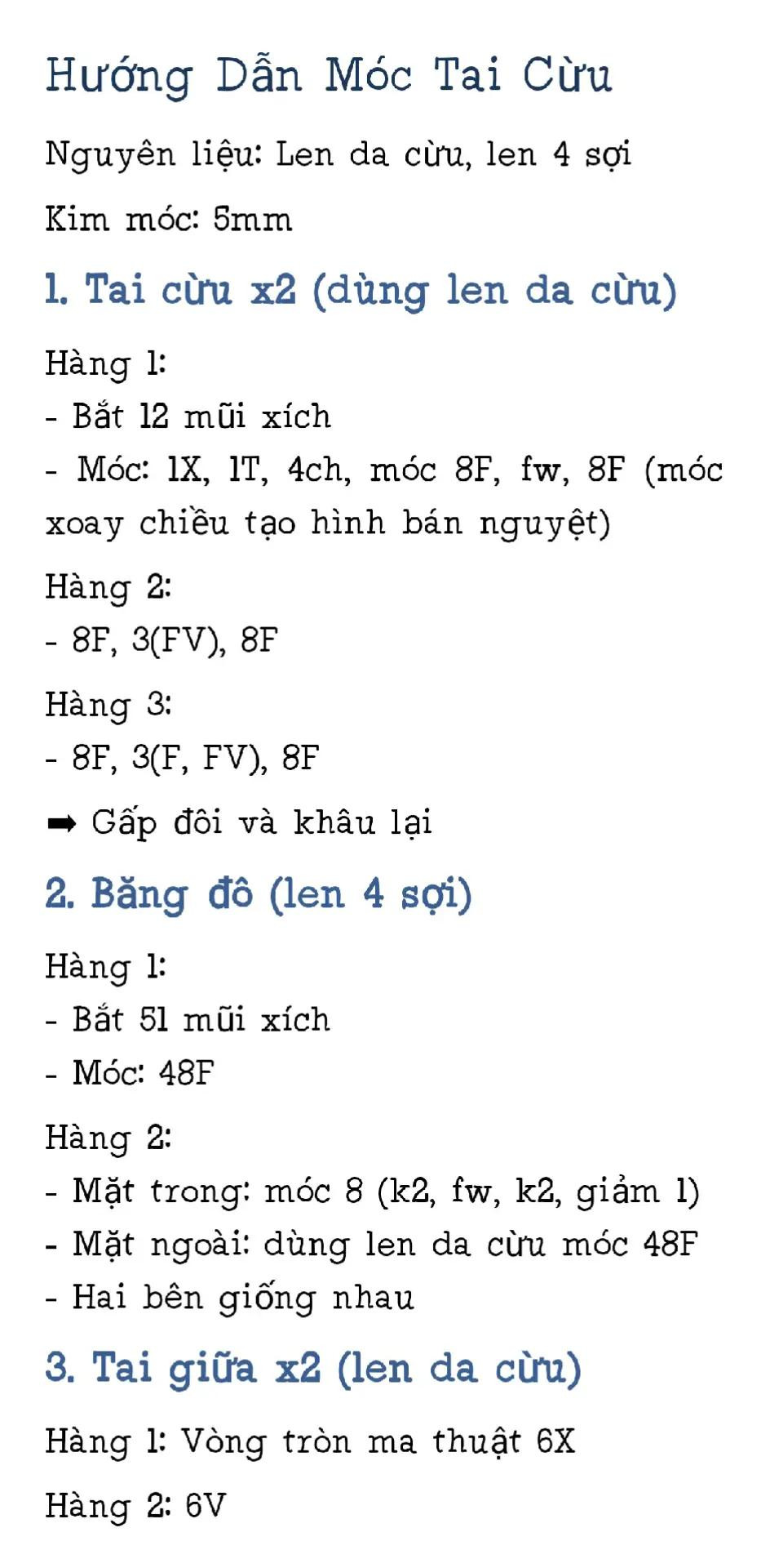 Hướng dẫn móc len băng đô tai cừu da cừu pastel