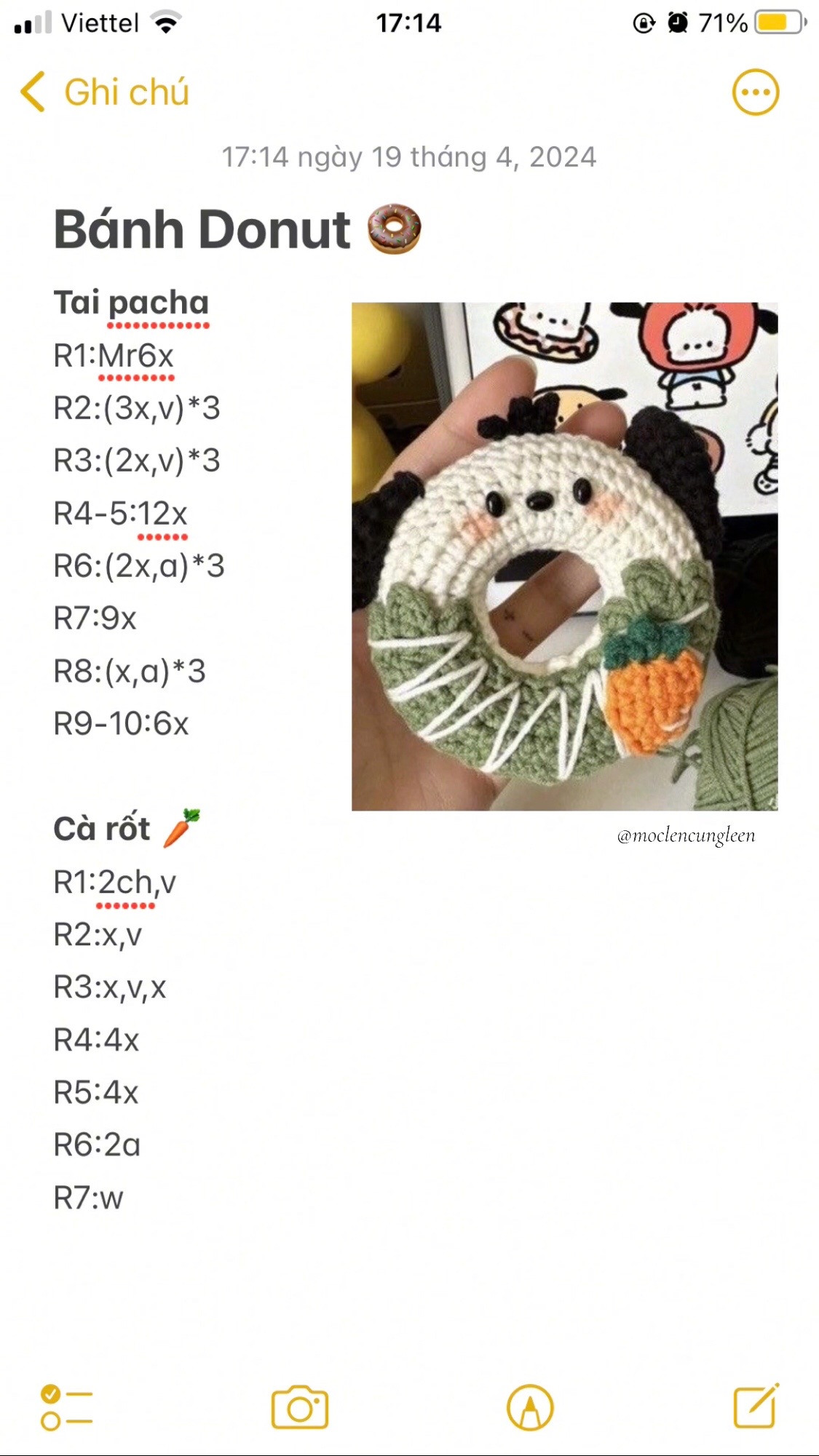 Hướng dẫn móc len Bánh Donut nhân vật Pochacco dễ thương