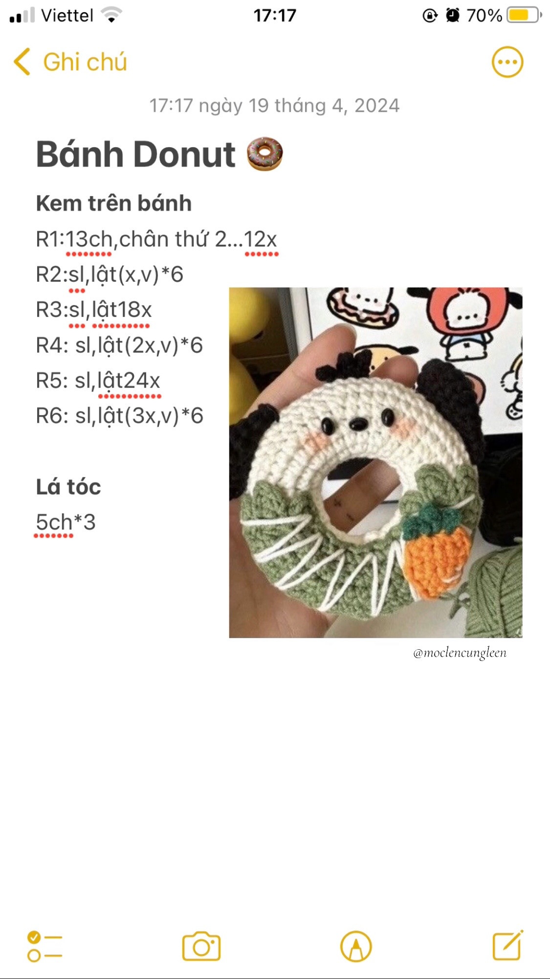 Hướng dẫn móc len Bánh Donut nhân vật Pochacco dễ thương