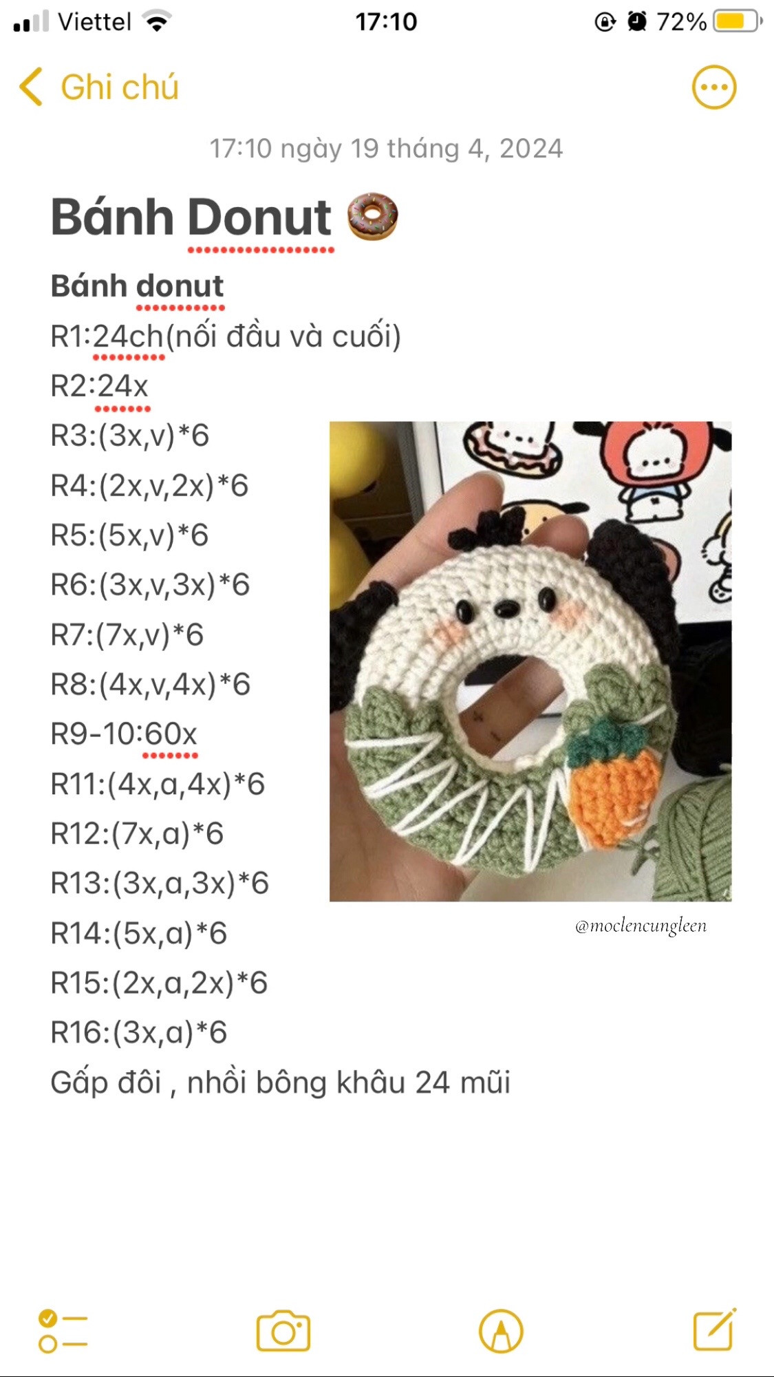 Hướng dẫn móc len Bánh Donut nhân vật Pochacco dễ thương