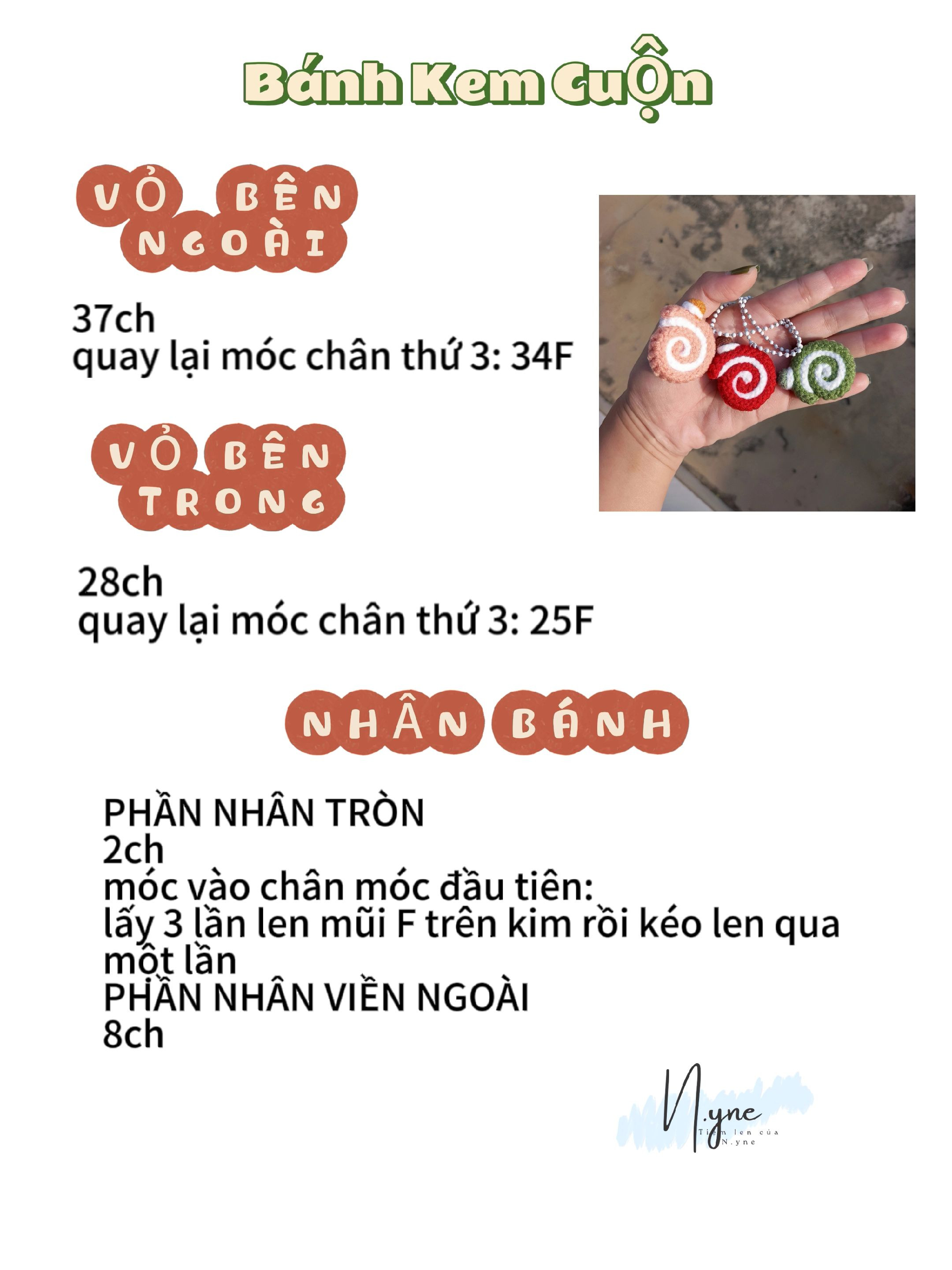 Hướng dẫn móc len Bánh Kem Cuộn (Swiss Roll) nhiều màu sắc