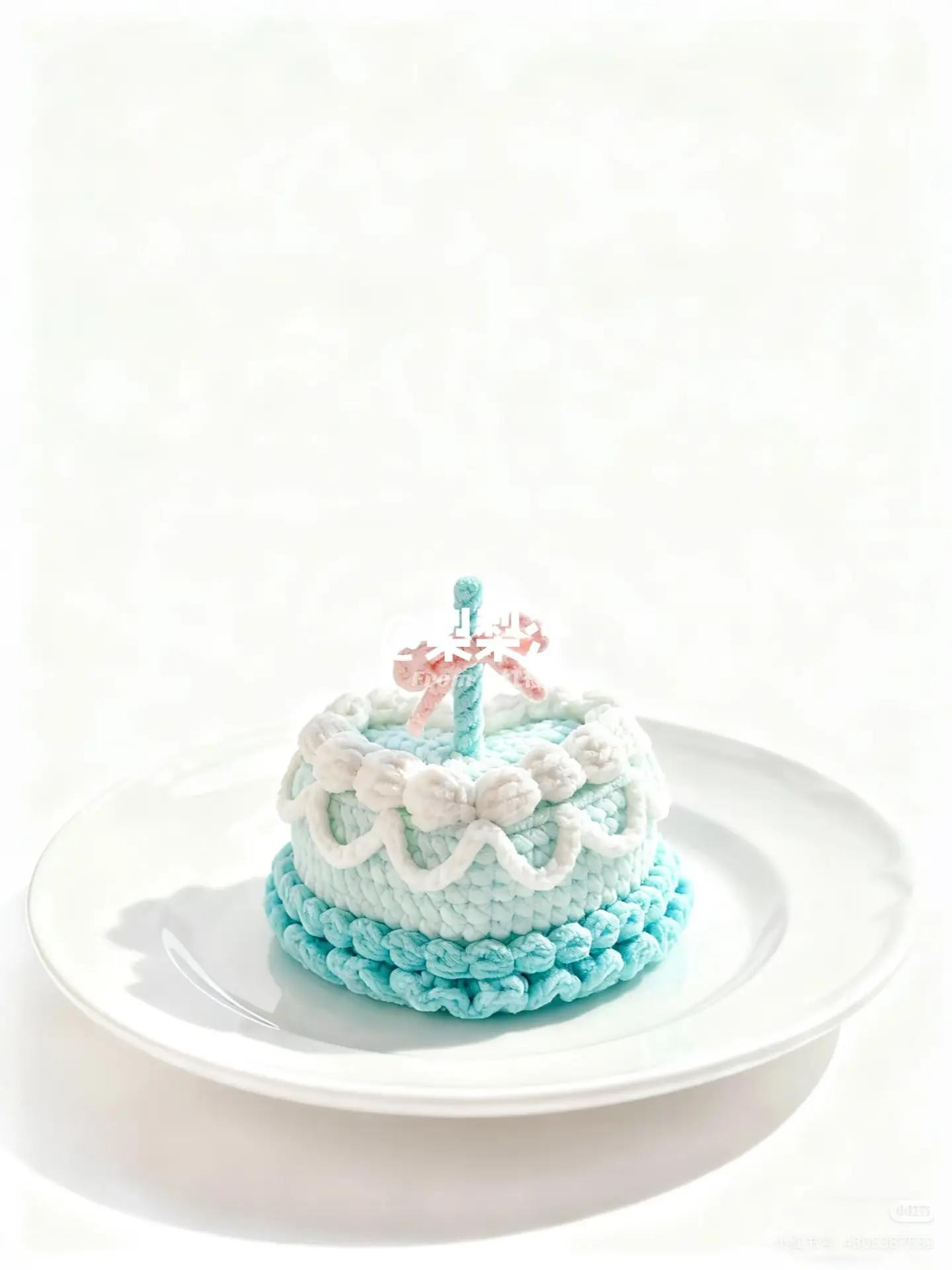 Hướng dẫn móc len bánh kem sinh nhật màu xanh