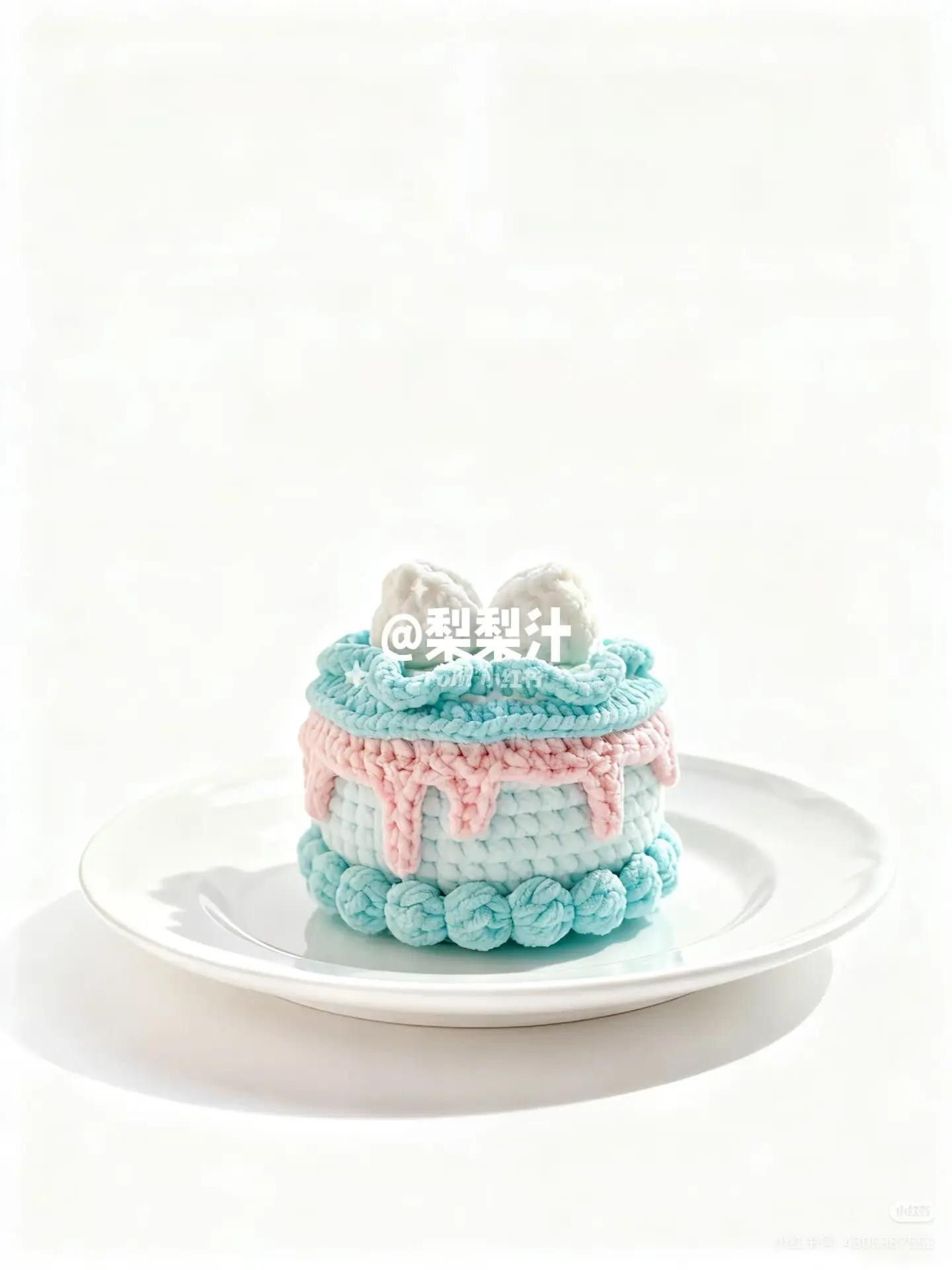 Hướng dẫn móc len bánh kem sinh nhật màu xanh