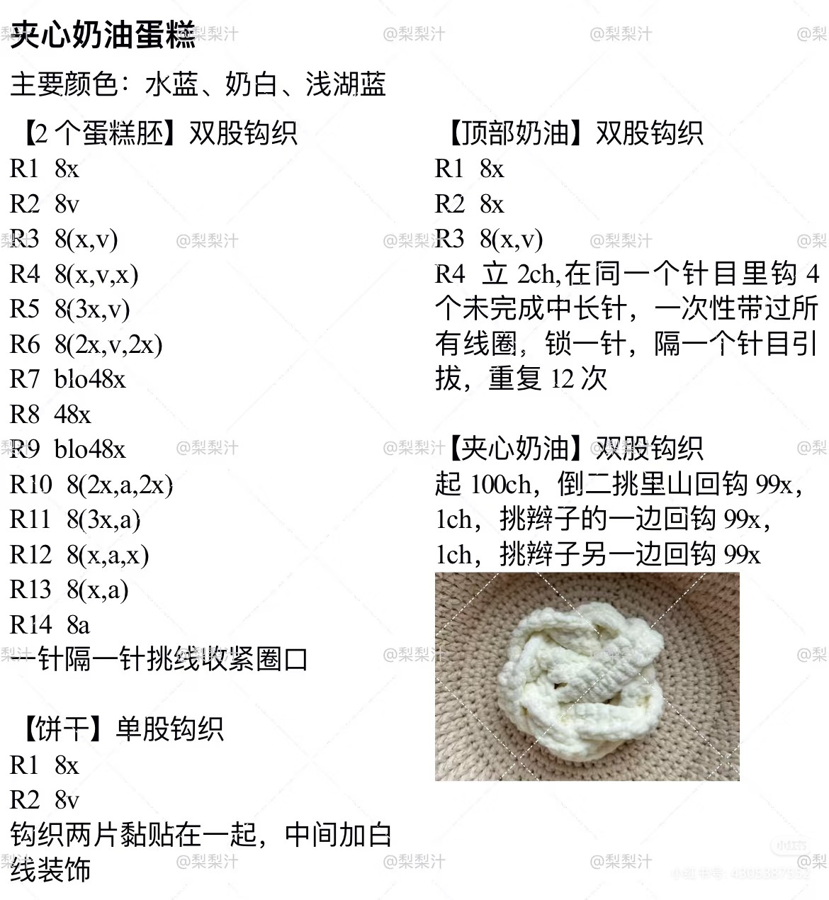 Hướng dẫn móc len bánh kem sinh nhật màu xanh