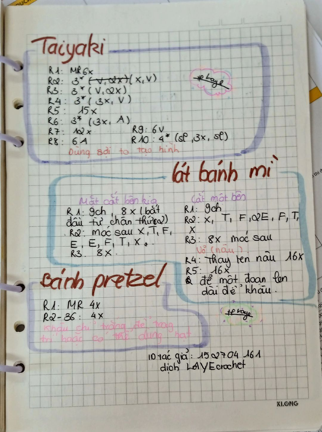 Hướng dẫn móc len bánh mì, pretzel và taiyaki