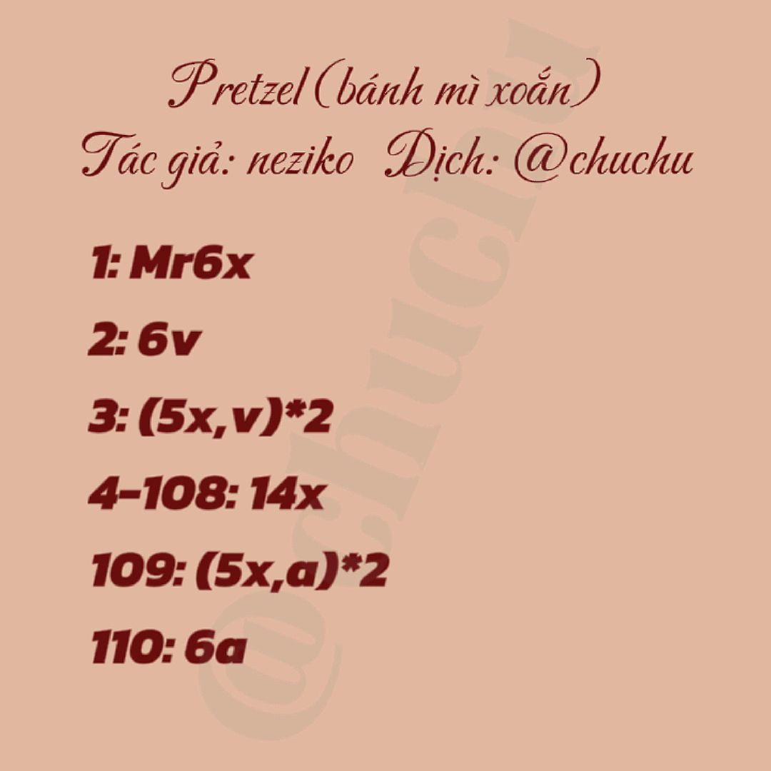 Hướng dẫn móc len bánh mì xoắn Pretzel và bánh kem