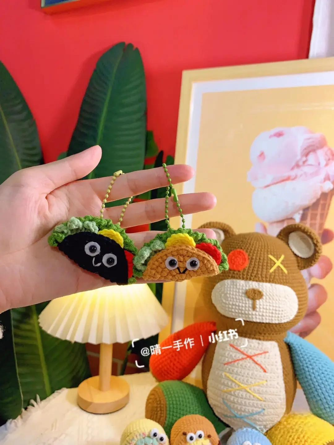 Hướng dẫn móc len Bánh Taco và Hamburger - Chart chi tiết từng hàng