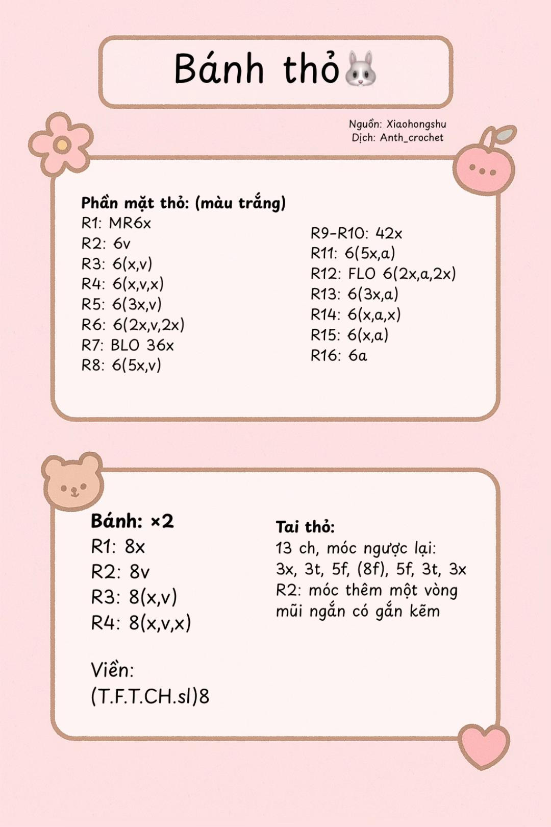 Hướng dẫn móc len Bánh Thỏ dễ thương
