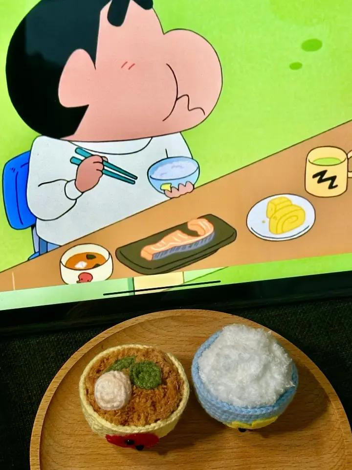 Hướng dẫn móc len bát cơm và đậu hũ viên theo phong cách Crayon Shin-chan