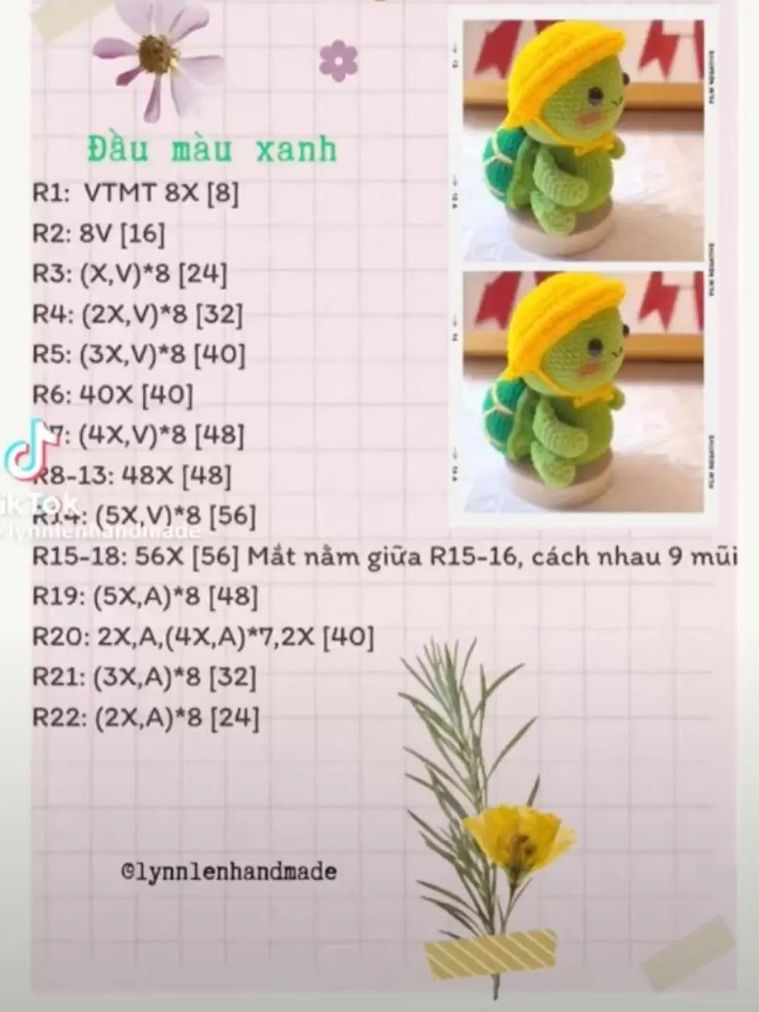 Hướng dẫn móc len bé rùa mặc áo vàng dễ thương