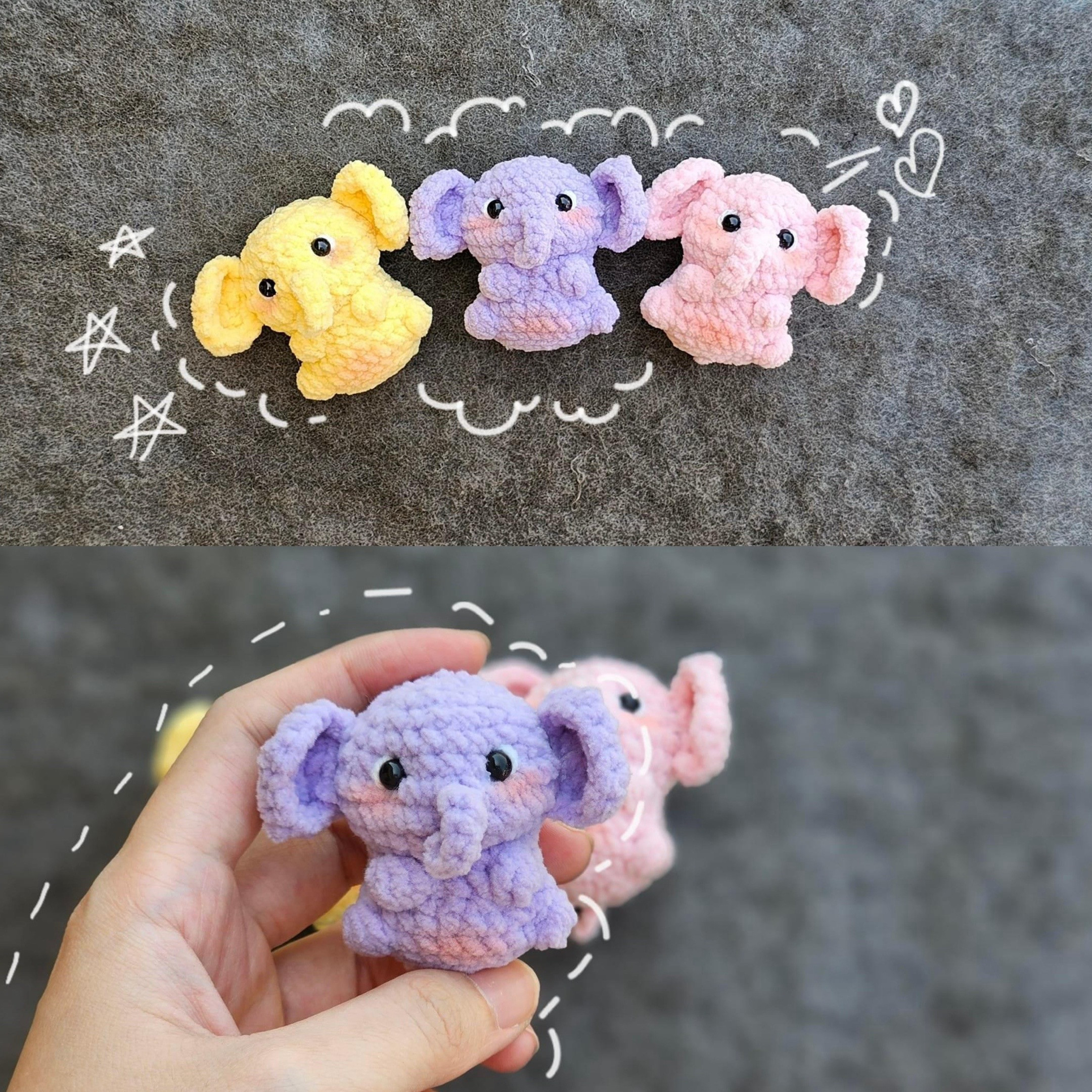 Hướng dẫn móc len bé voi và rùa dễ thương