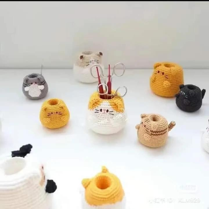 Hướng dẫn móc len bình đựng đồ hình mèo dễ thương