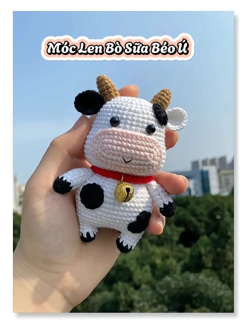 Hướng dẫn móc len bò sữa béo ú trắng đen