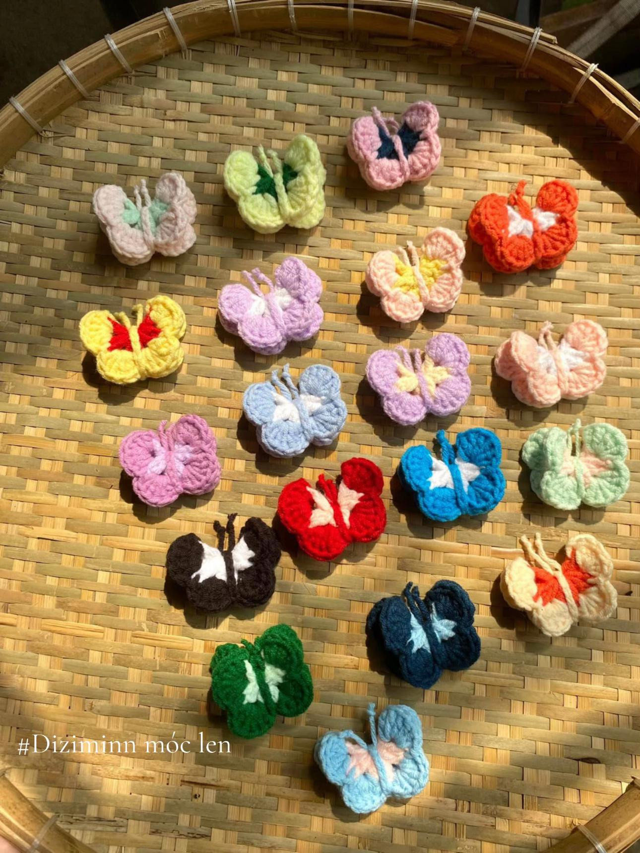 Hướng dẫn móc len bướm nhiều màu sắc kèm chart chi tiết