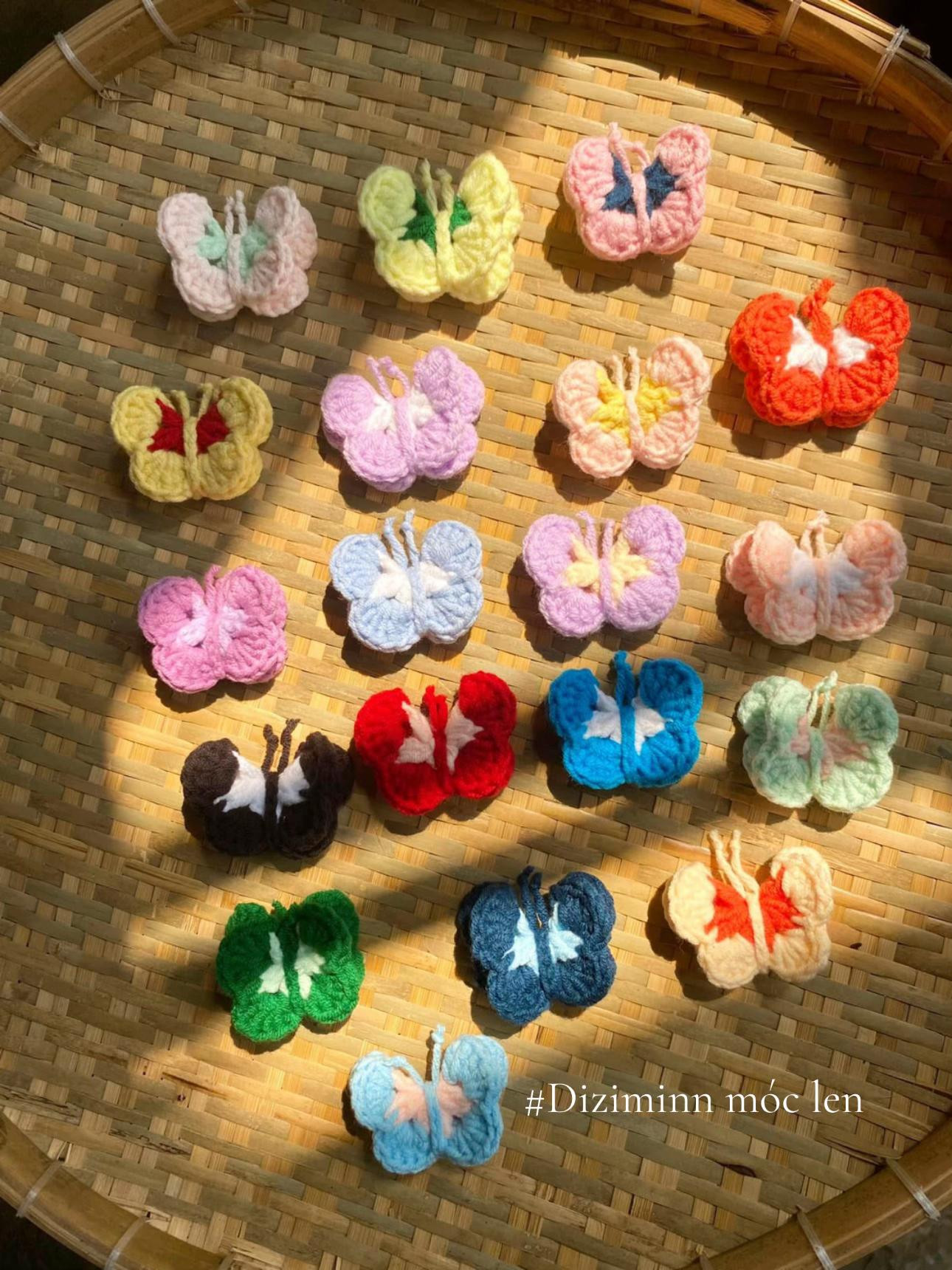 Hướng dẫn móc len bướm nhiều màu sắc kèm chart chi tiết