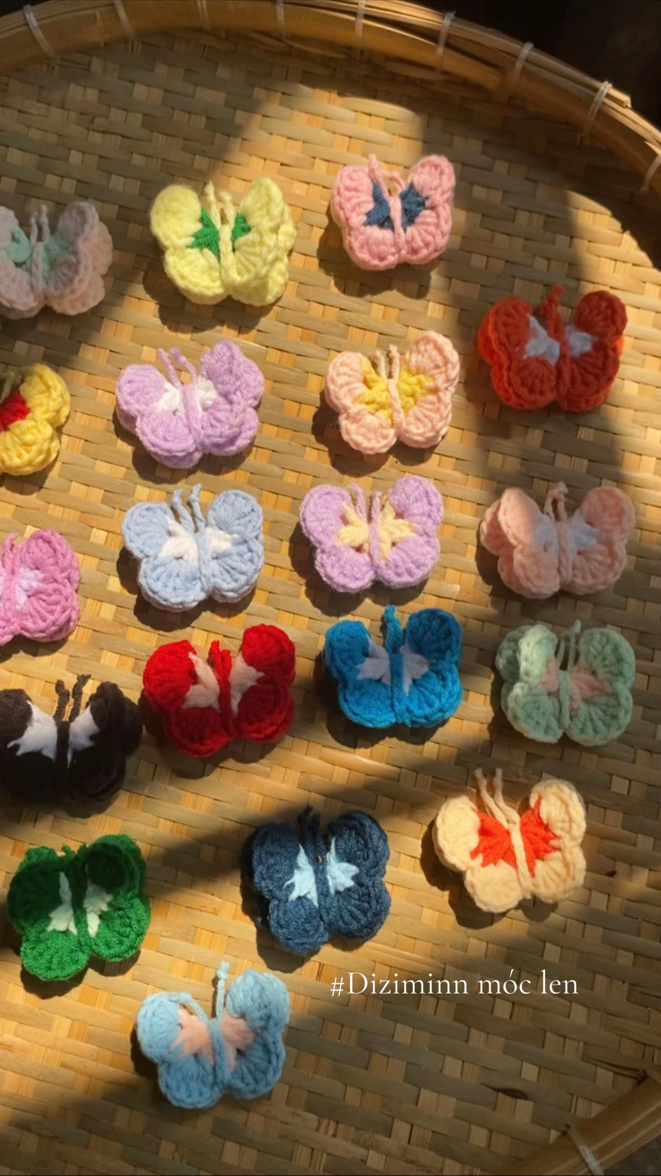 Hướng dẫn móc len bướm nhiều màu sắc kèm chart chi tiết