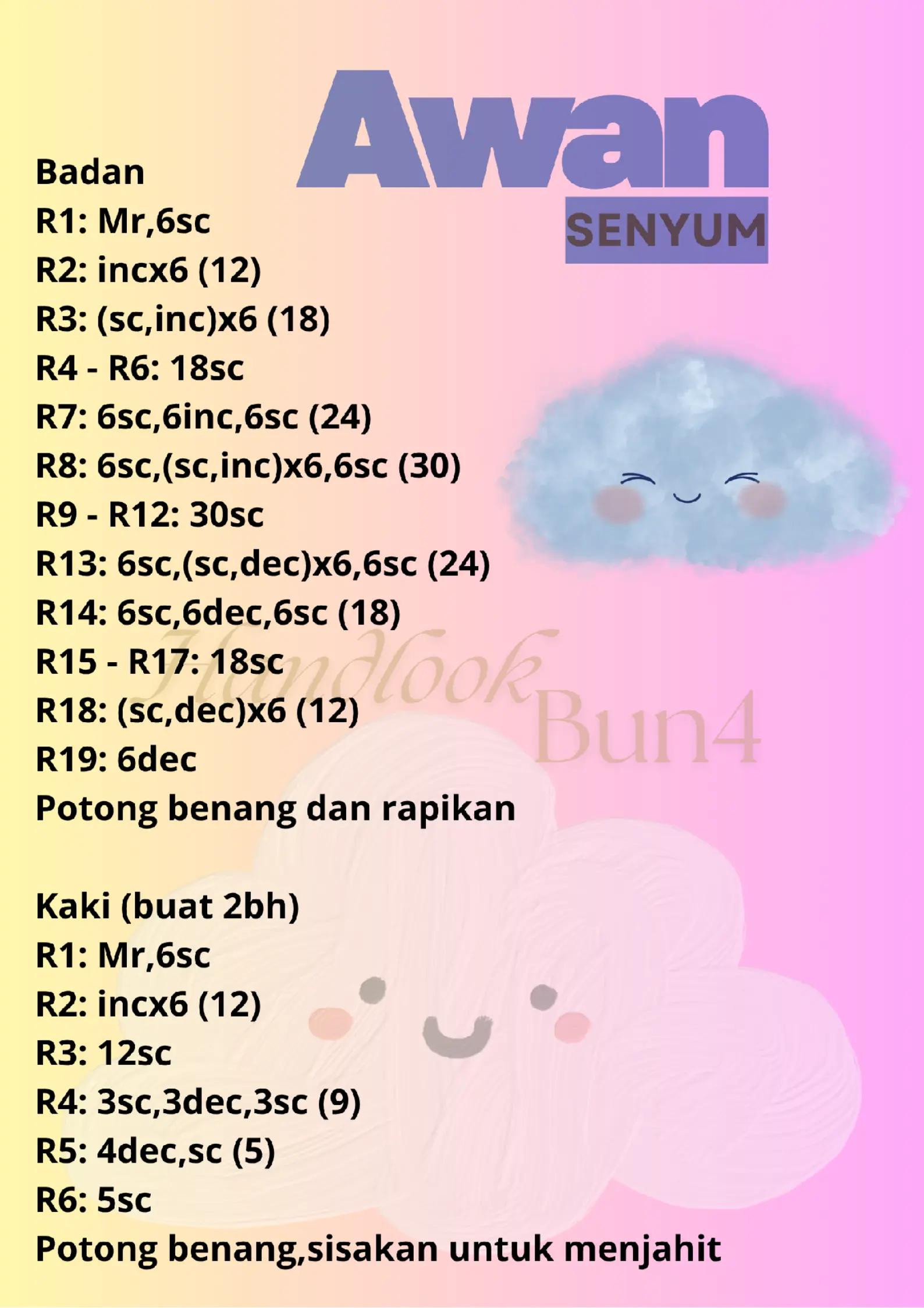 Hướng dẫn móc len búp bê Awan Hujan Senyum dễ thương