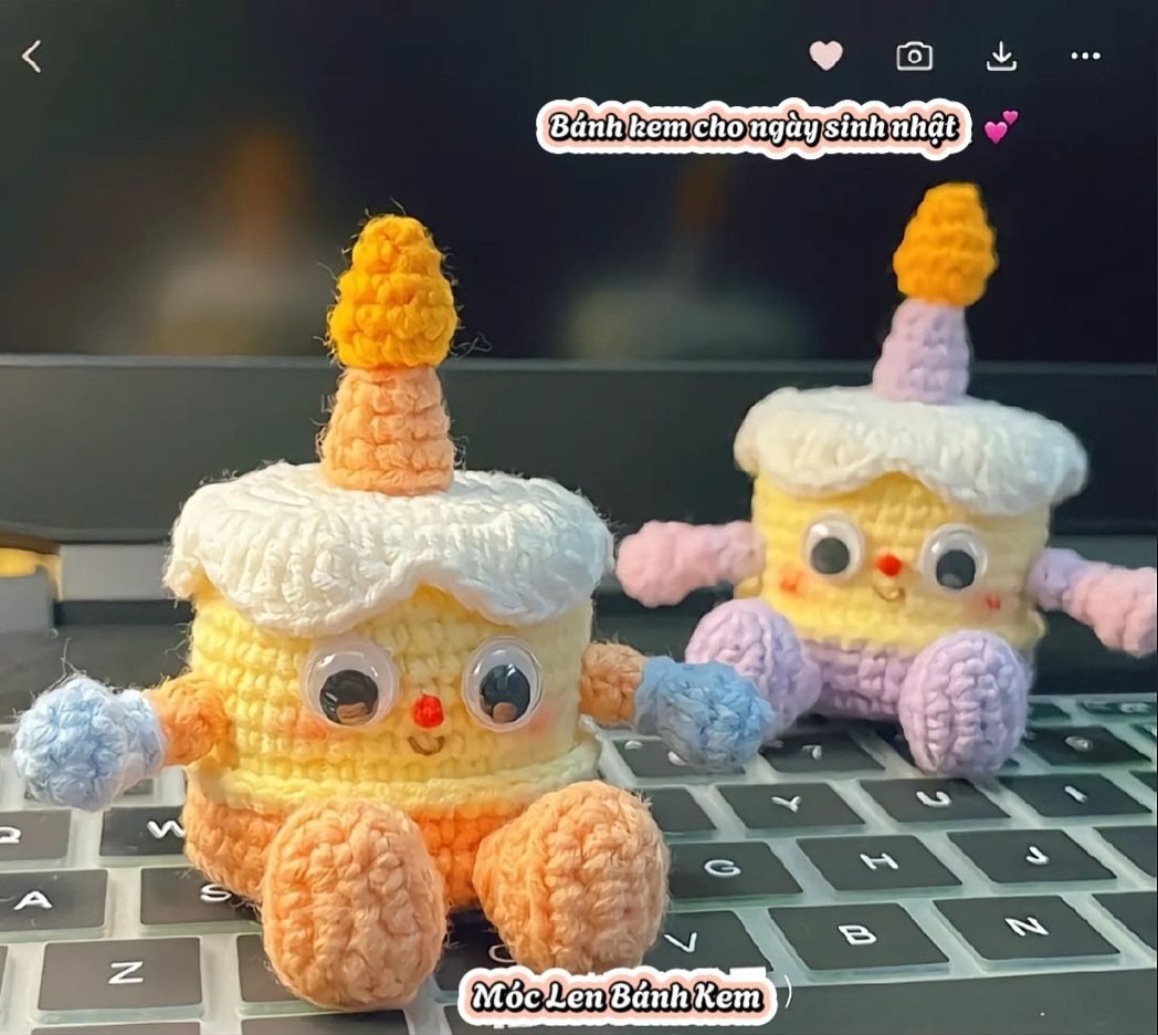 Hướng dẫn móc len búp bê bánh kem sinh nhật dễ thương