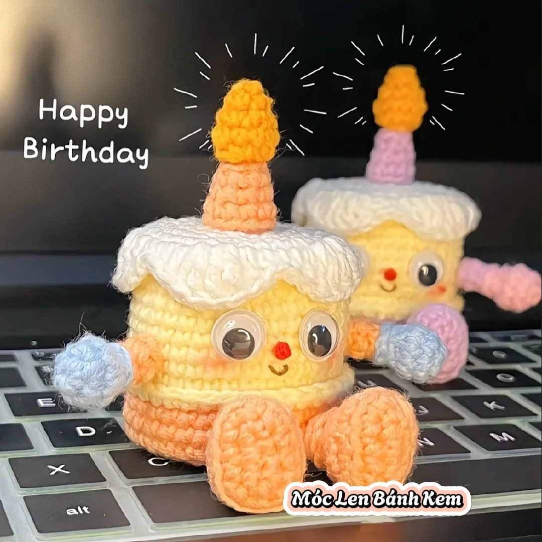 Hướng dẫn móc len búp bê bánh kem sinh nhật dễ thương