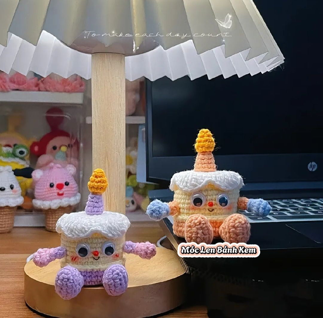 Hướng dẫn móc len búp bê bánh kem sinh nhật dễ thương