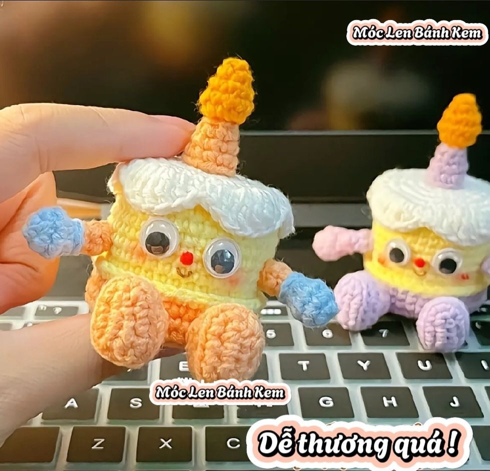 Hướng dẫn móc len búp bê bánh kem sinh nhật dễ thương