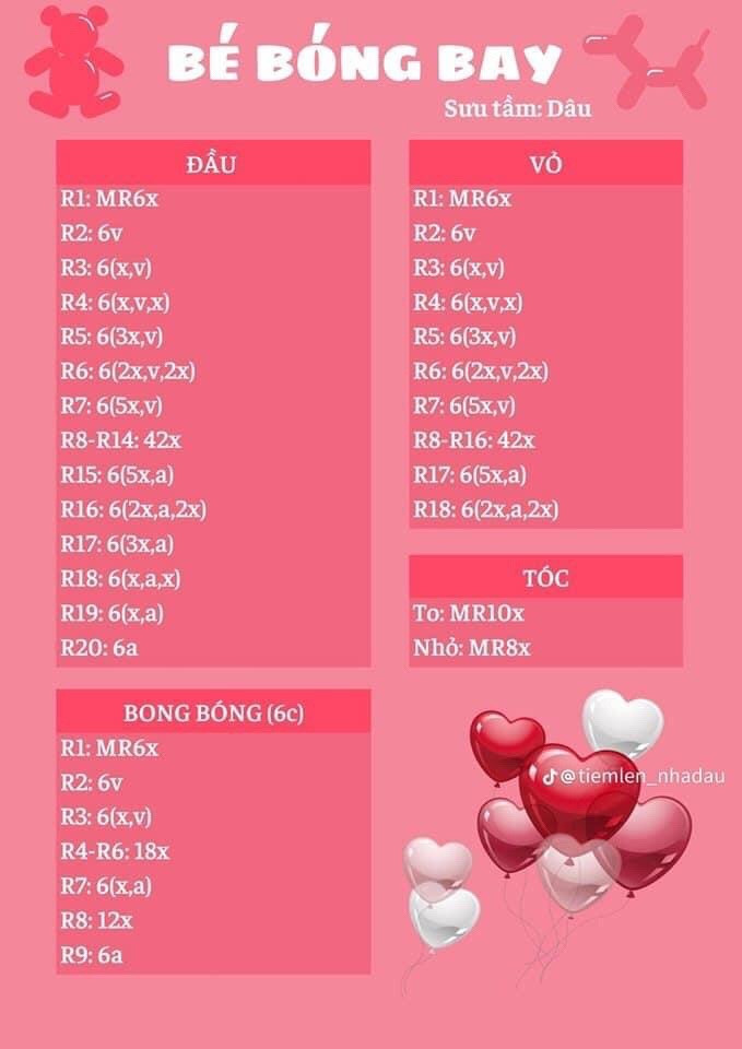 Hướng dẫn móc len búp bê bé bóng bay dễ thương