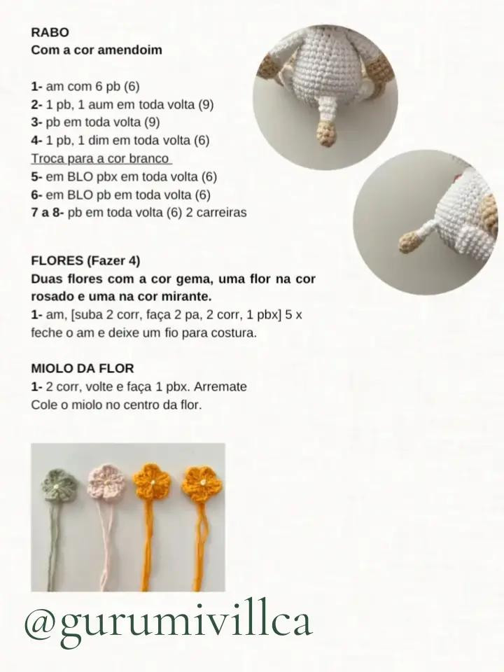 Hướng dẫn móc len búp bê bò Vaquinha Flora Amigurumi