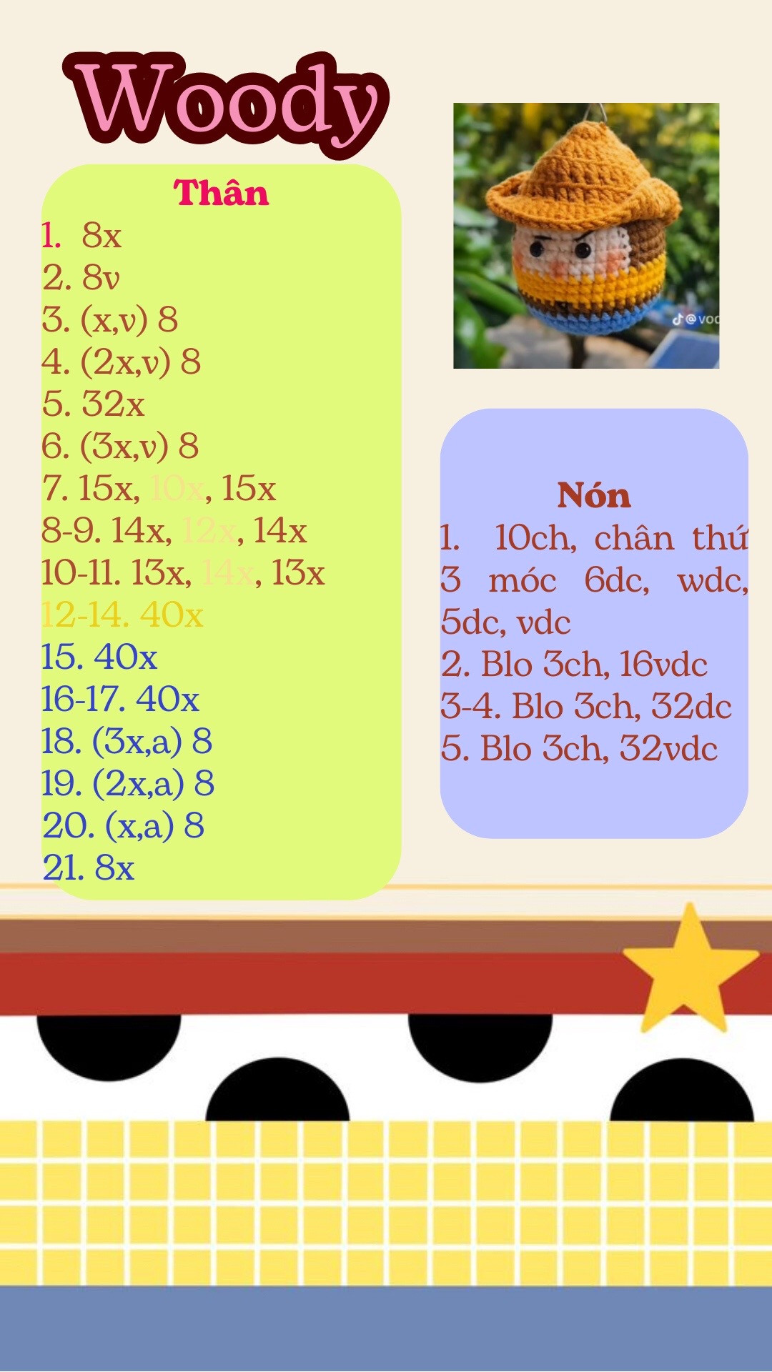 Hướng dẫn móc len búp bê Buzz Lightyear và Woody Toy Story