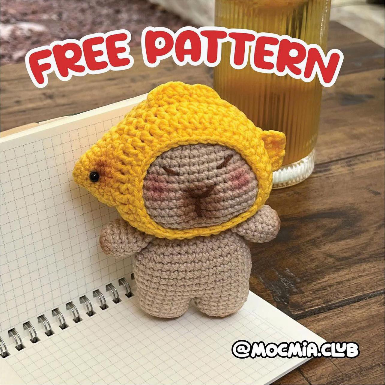 Hướng dẫn móc len búp bê Capybara mặc áo mưa cá vàng - Free Pattern