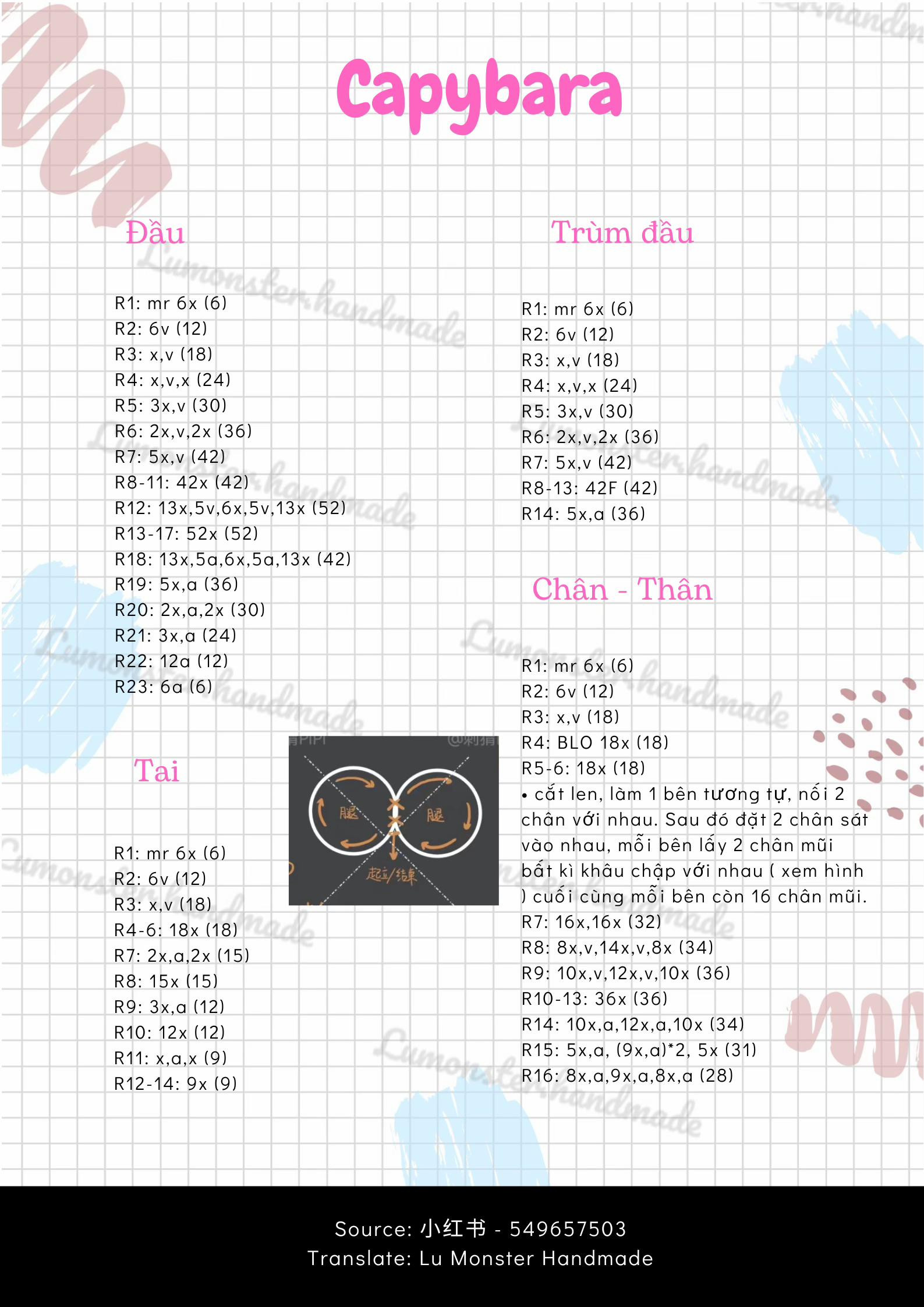 Hướng dẫn móc len búp bê Capybara mặc đồ màu kem