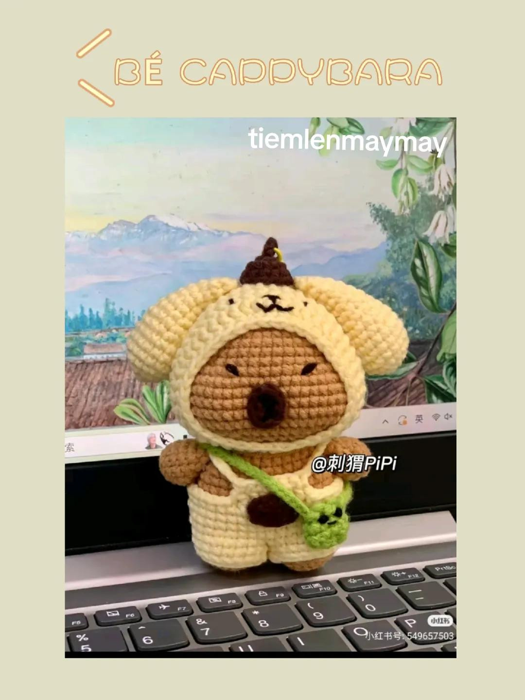 Hướng dẫn móc len búp bê Capybara mặc đồ vàng dễ thương