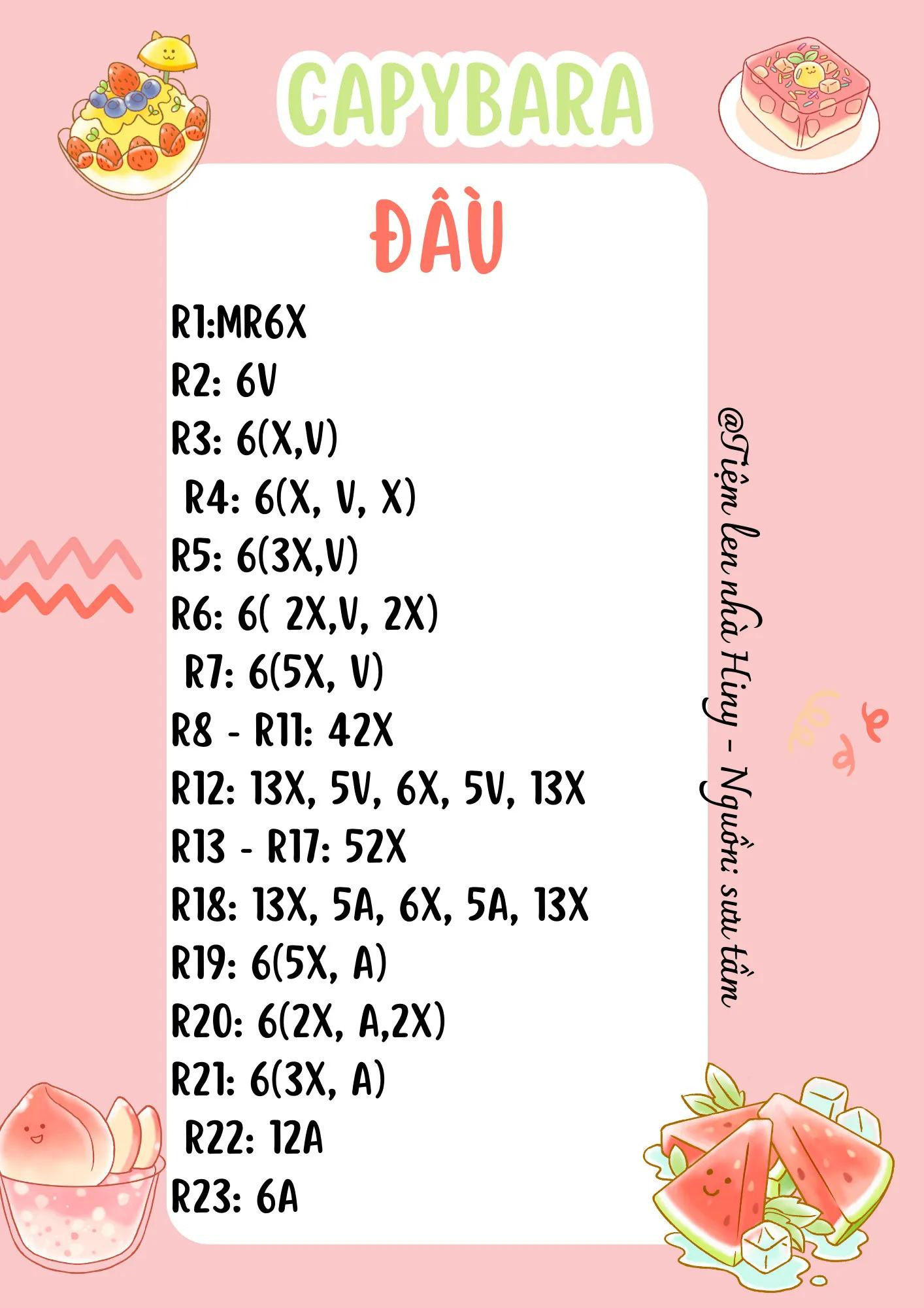 Hướng dẫn móc len búp bê Capybara mặc yếm siêu cute