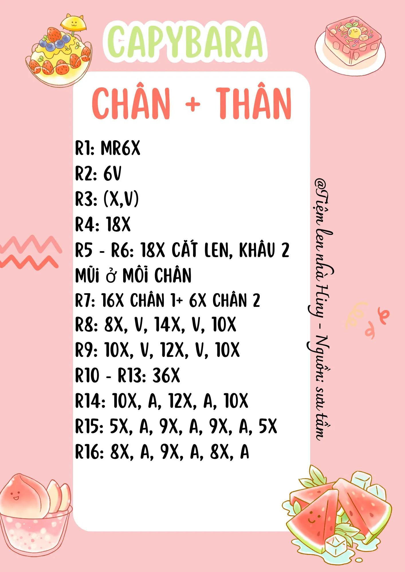 Hướng dẫn móc len búp bê Capybara mặc yếm siêu cute