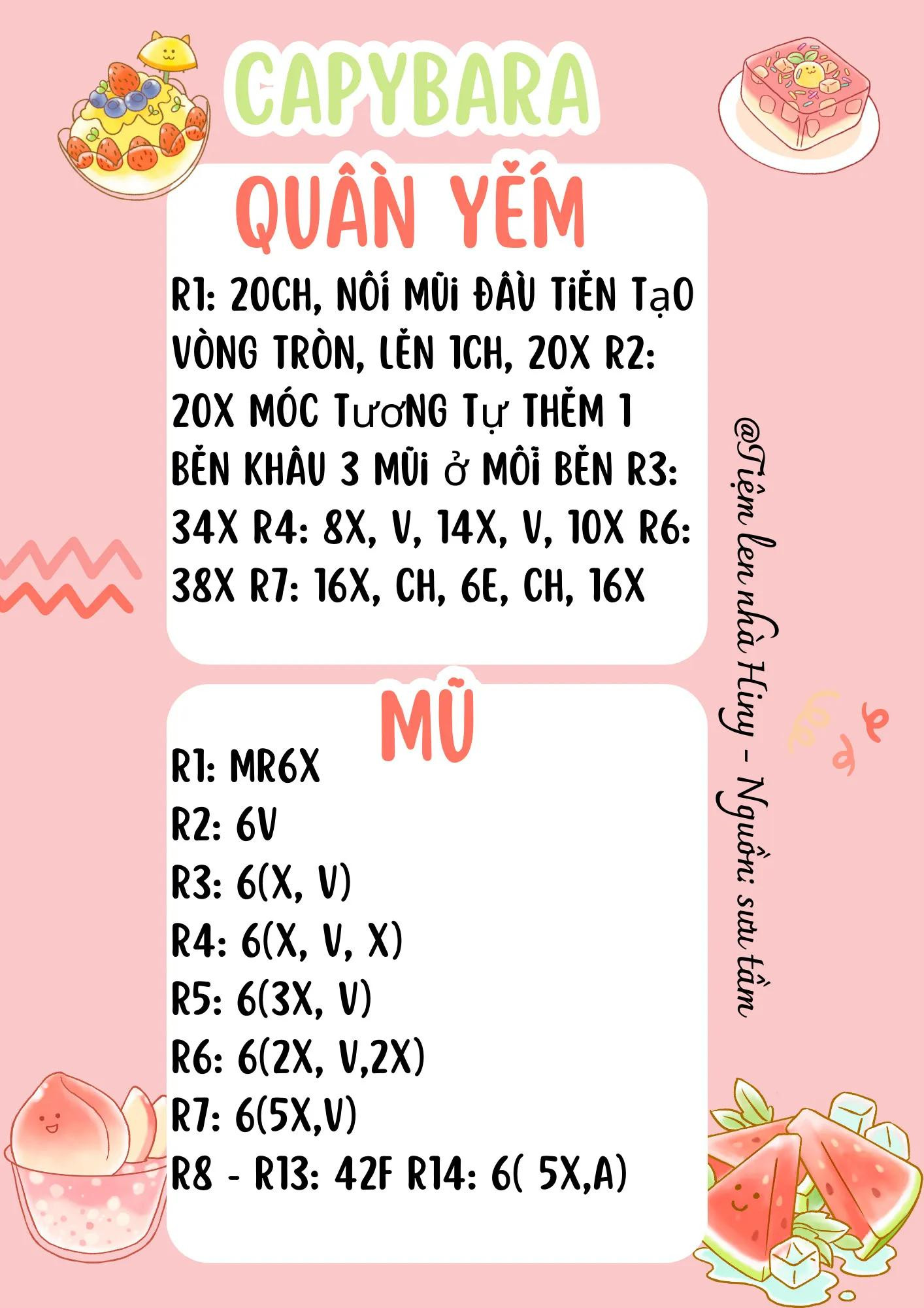 Hướng dẫn móc len búp bê Capybara mặc yếm siêu cute