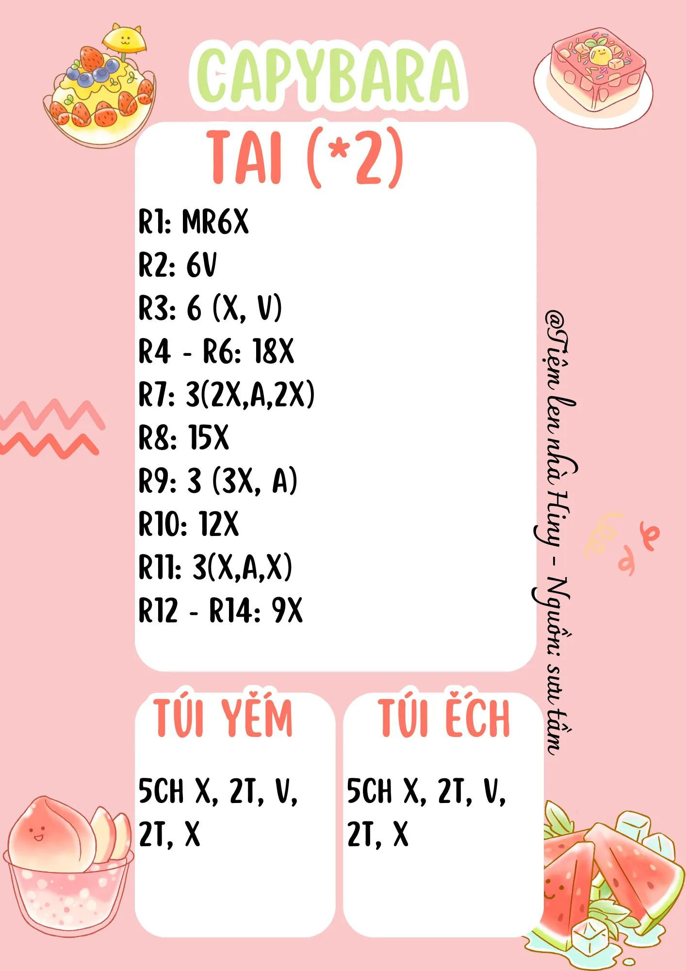 Hướng dẫn móc len búp bê Capybara mặc yếm siêu cute