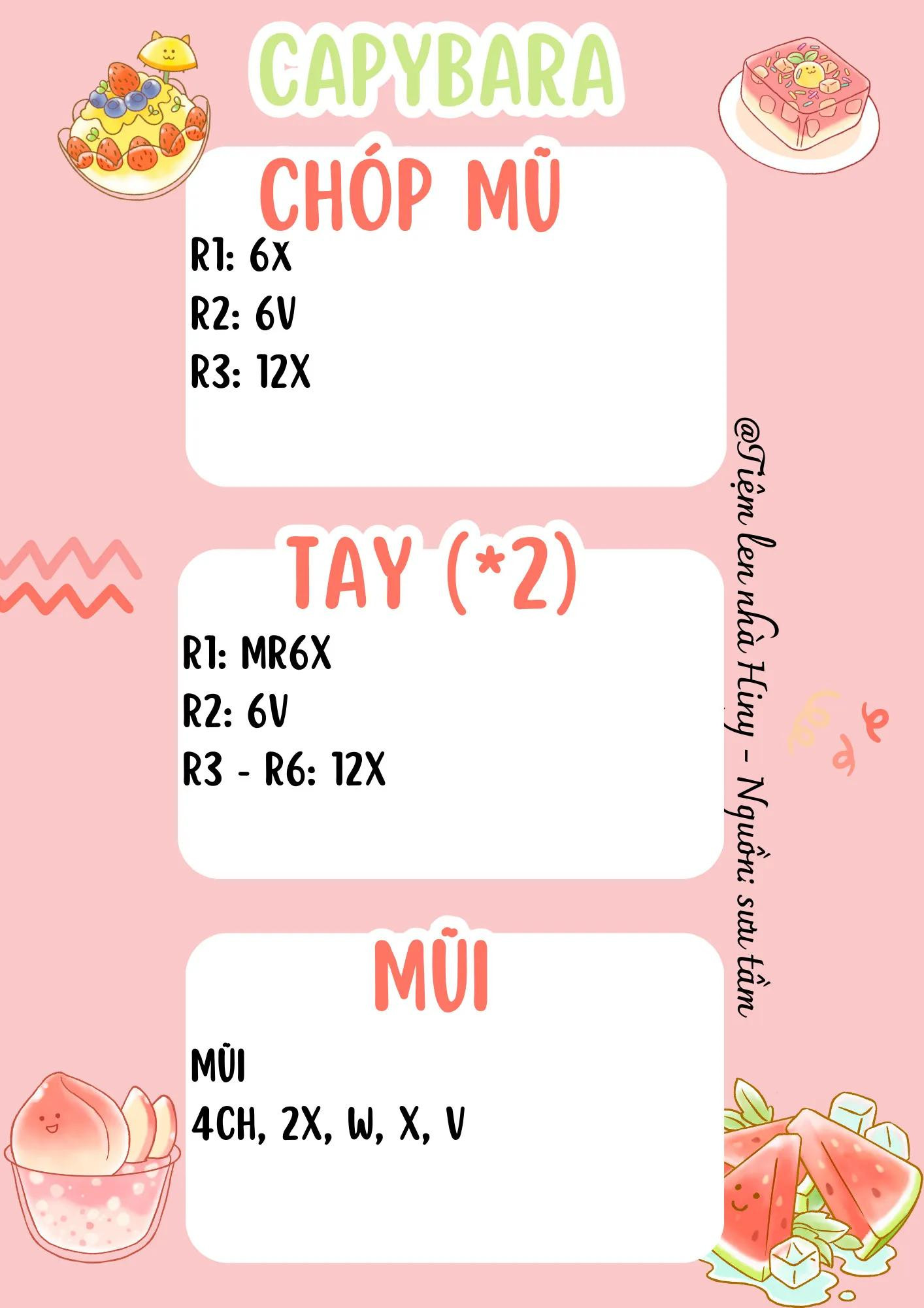 Hướng dẫn móc len búp bê Capybara mặc yếm siêu cute