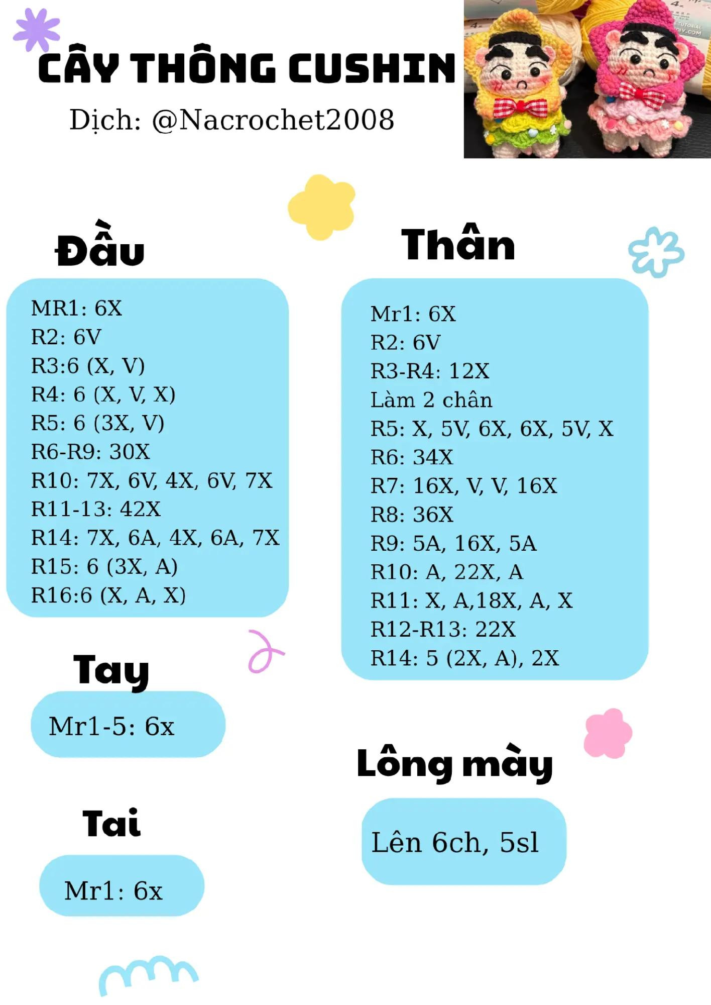 Hướng dẫn móc len búp bê Cây thông Crayon Shin-chan