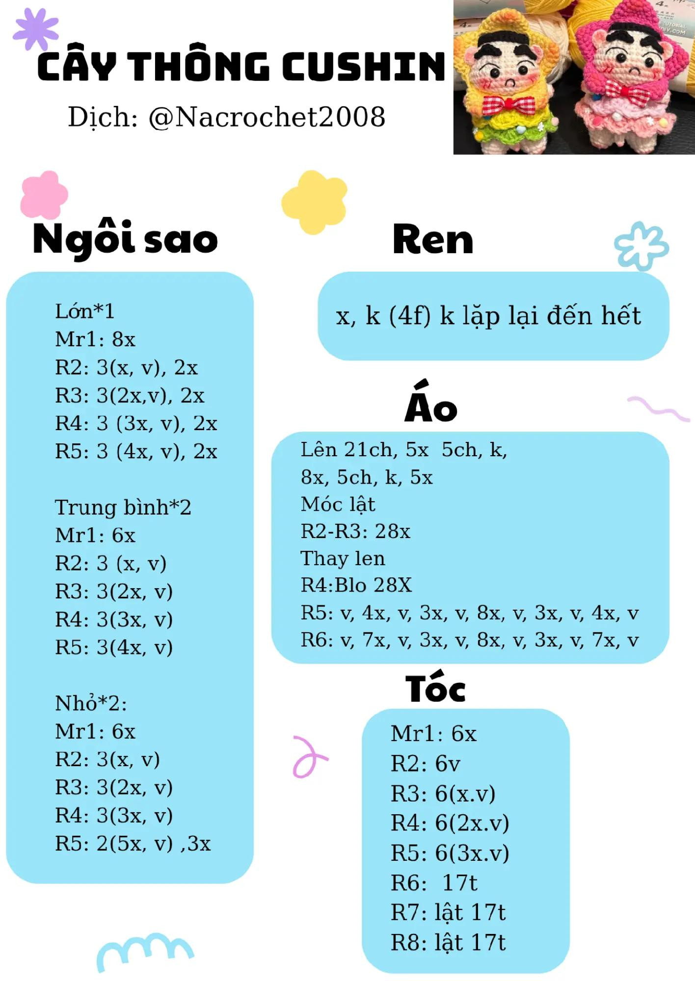 Hướng dẫn móc len búp bê Cây thông Crayon Shin-chan