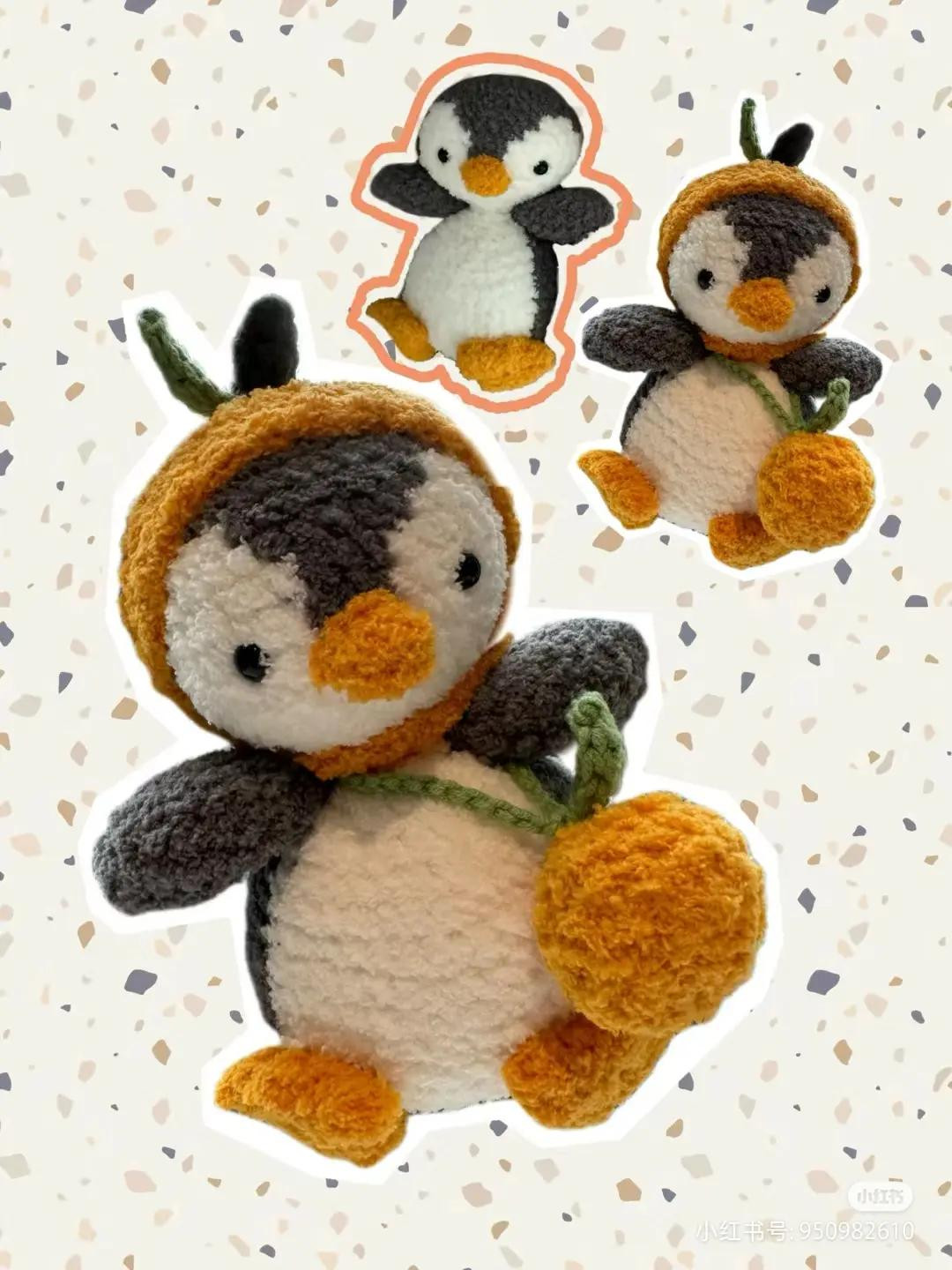 Hướng dẫn móc len búp bê chim cánh cụt đội mũ cam dễ thương, bao gồm chart chi tiết từng phần