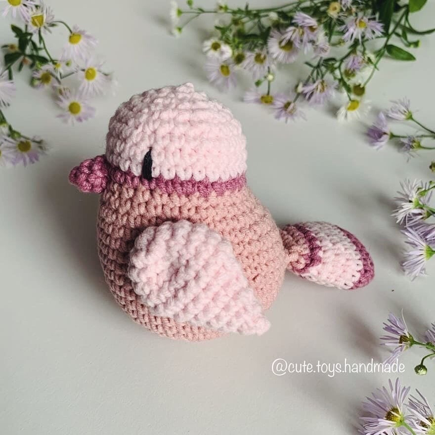 Hướng dẫn móc len búp bê chim cute dễ thương màu pastel hồng xanh tím