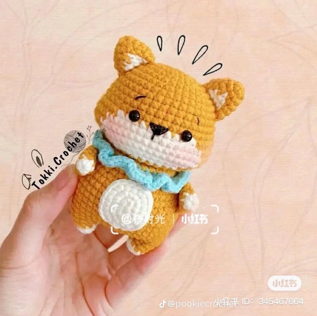 Hướng dẫn móc len búp bê chó Shiba màu vàng dễ thương