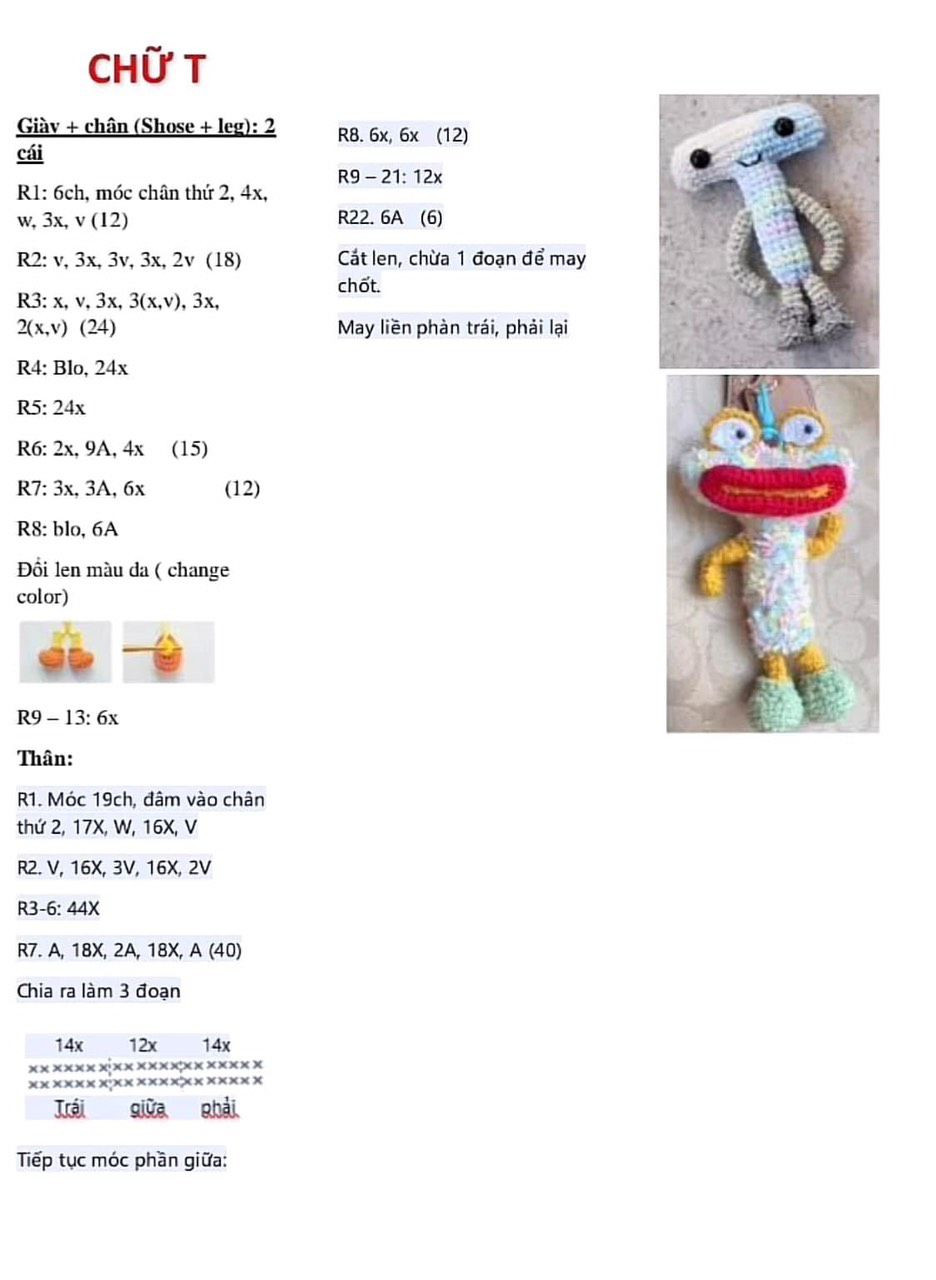 Hướng dẫn móc len búp bê chữ cái O, A và các nhân vật hoạt hình dễ thương