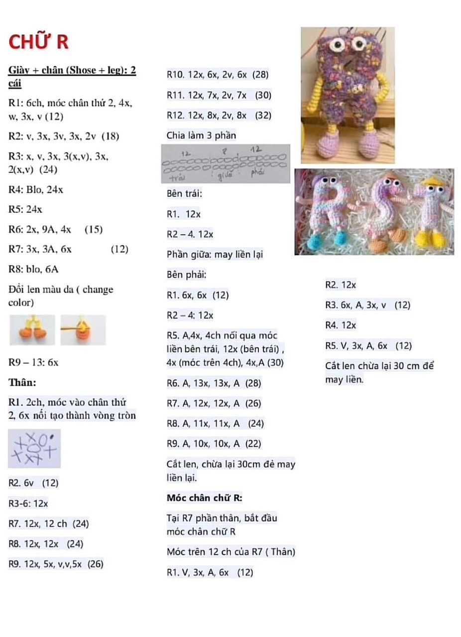 Hướng dẫn móc len búp bê chữ cái O, A và các nhân vật hoạt hình dễ thương