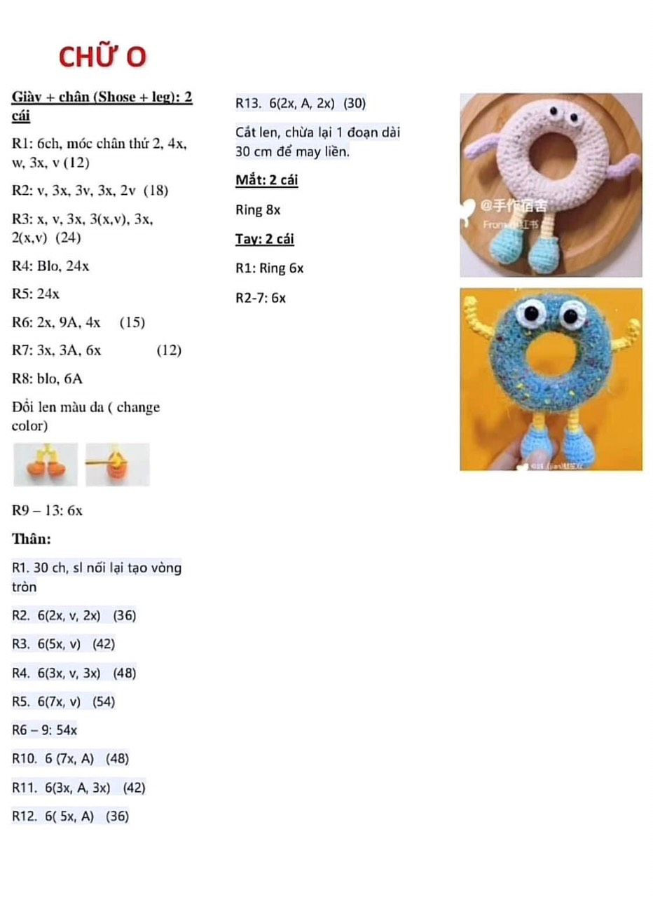 Hướng dẫn móc len búp bê chữ cái O, A và các nhân vật hoạt hình dễ thương