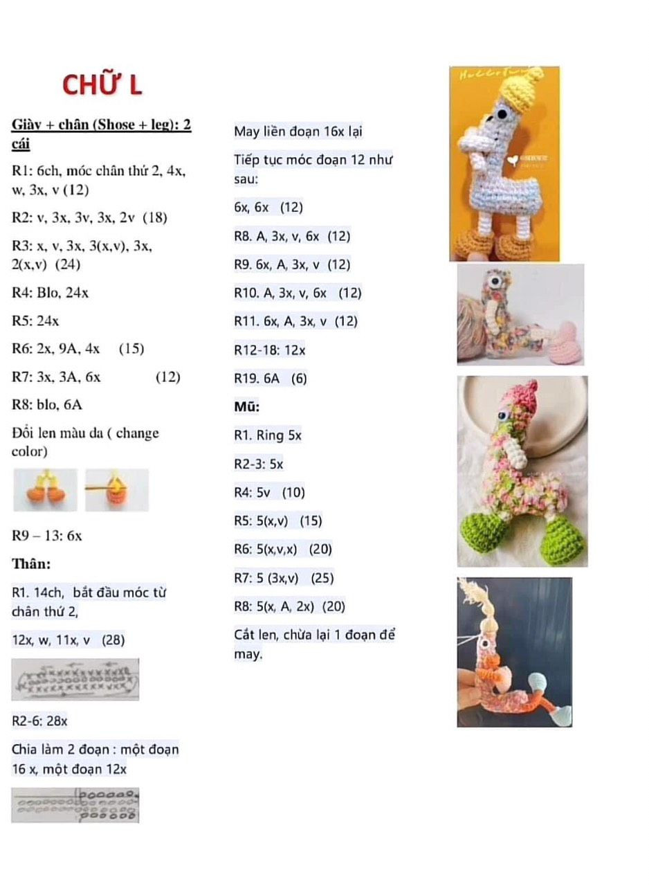 Hướng dẫn móc len búp bê chữ cái O, A và các nhân vật hoạt hình dễ thương